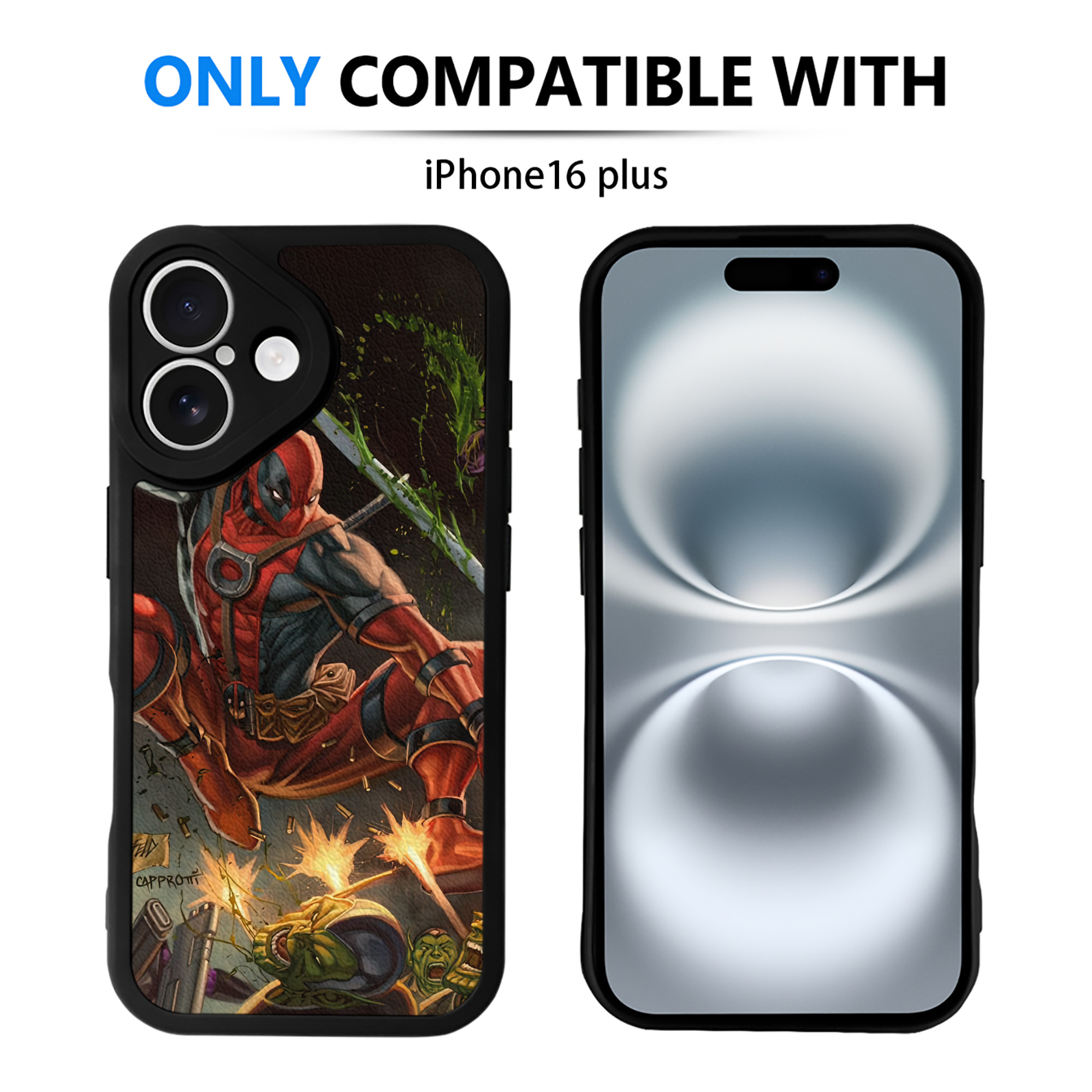 （画像用） Deadpool デッドプール 【iPhone 16シリーズ対応】シリコンスマホケース（レザー調） 材質：シリコン